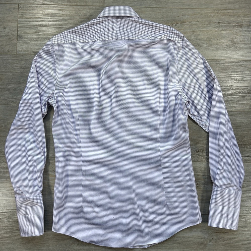 Charles Tyrwhitt Dress 15.5/34 Purple Check Non-Iron Extra Slim Fit French Cuffs - Picture 2 of 8